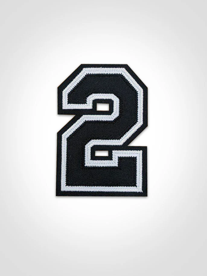 3" Number - Black with White and Black outline