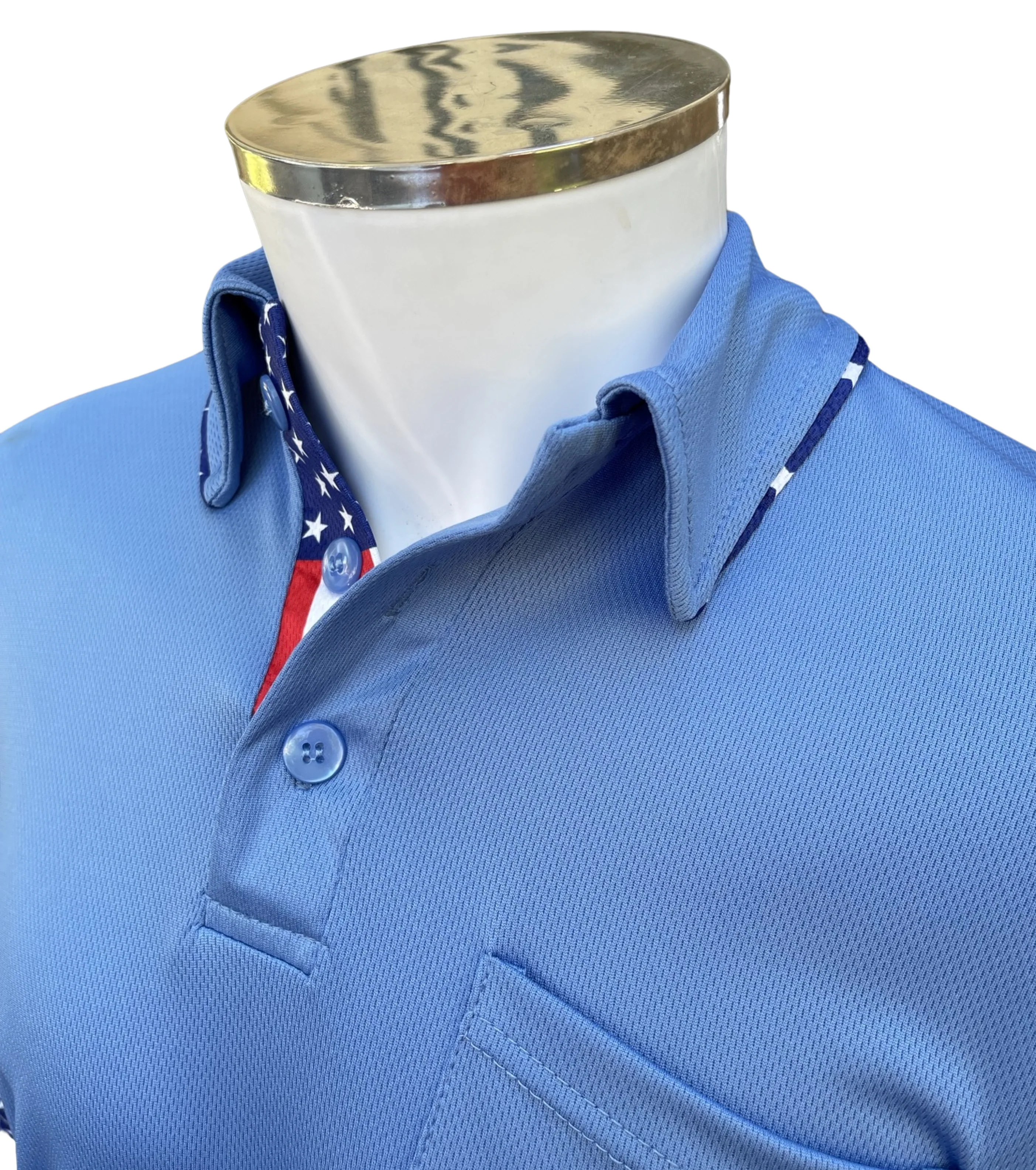 Officials Depot Exclusive:  Major League Replica Umpire Shirt  [Sky Blue ] USA FLAG - Image 2