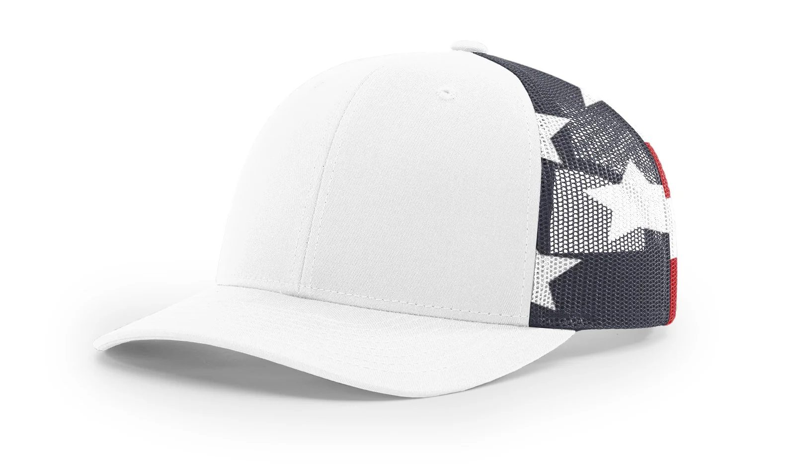 Richardson WHITE Front USA Mesh Snap Back 8 Stitch